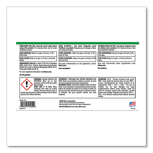 Betco Top Flite All-Purpose Cleaner, Mint Scent, 1 gal Bottle, 4/Carton (1500400)
