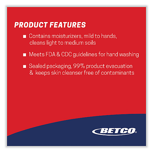 Betco Antibacterial Foaming Skin Cleanser Refill, Fresh Scent, 1,000 mL, 6/Carton (7512900)