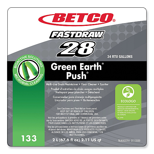 Betco PUSH All Purpose Cleaner and Odor Eliminator, New Green Scent, 2 L Bottle, 4/Carton (1334700)