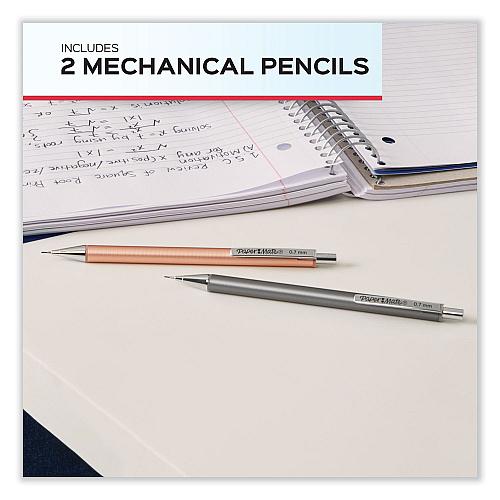 Paper Mate Advanced Mechanical Pencils, 0.5 mm, HB (#2), Black Lead, Black; Gray Barrel, 2/Pack (2128211)