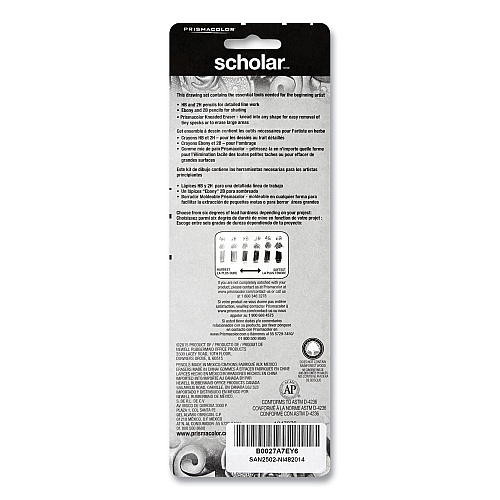 Prismacolor Scholar Graphite Pencil Set, 2 mm, Assorted Lead Hardness Ratings, Black Lead, Dark Green Barrel, 4/Set (2502)