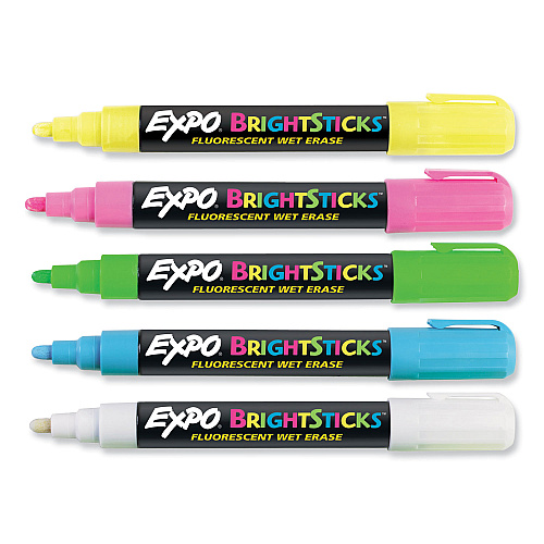EXPO Bright Sticks, Medium Bullet Tip, Assorted Colors, 5/Set (14075)
