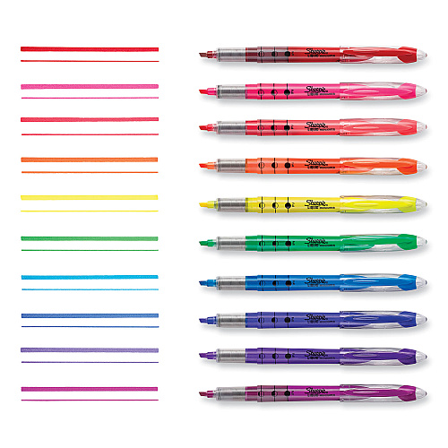 Sharpie Liquid Pen Style Highlighters, Assorted Ink Colors, Chisel Tip, Assorted Barrel Colors, 10/Set (24415PP)