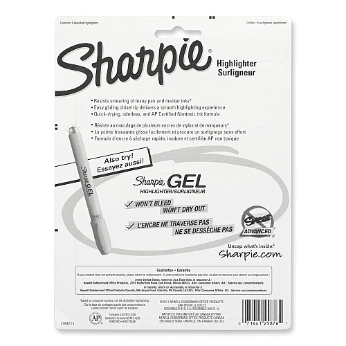 Sharpie Tank Style Highlighters, Assorted Ink Colors, Chisel Tip, Assorted Barrel Colors, 6/Set (25876PP)