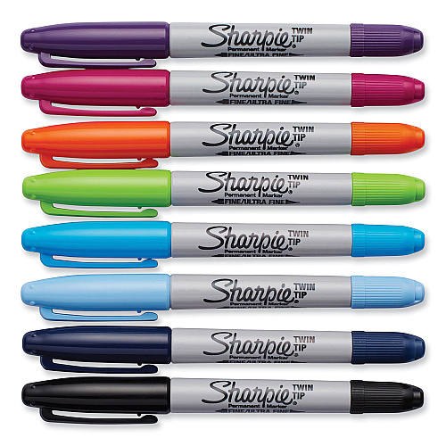 Sharpie Twin-Tip Permanent Marker, Extra-Fine/Fine Bullet Tips, Assorted Colors, 8/Set (33861PP)