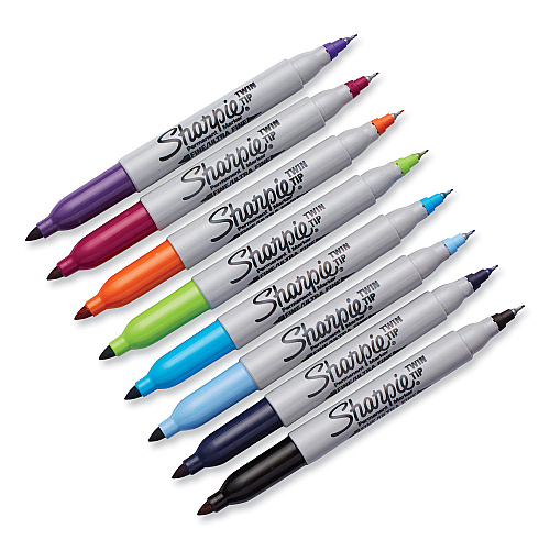Sharpie Twin-Tip Permanent Marker, Extra-Fine/Fine Bullet Tips, Assorted Colors, 8/Set (33861PP)