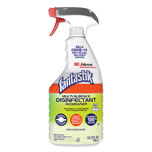 Fantastik Multi-Surface Disinfectant Degreaser, Herbal, 32 oz Spray Bottle, 8/Carton (311836)