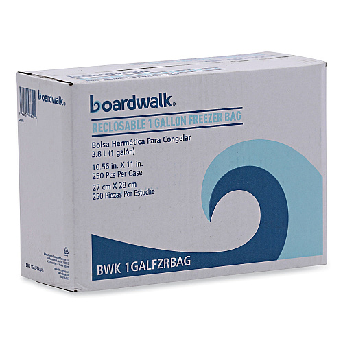 Boardwalk&reg; Resealable 1 Gallon Freezer Bags, 250 Bags (BWK1GALFZRBAG)