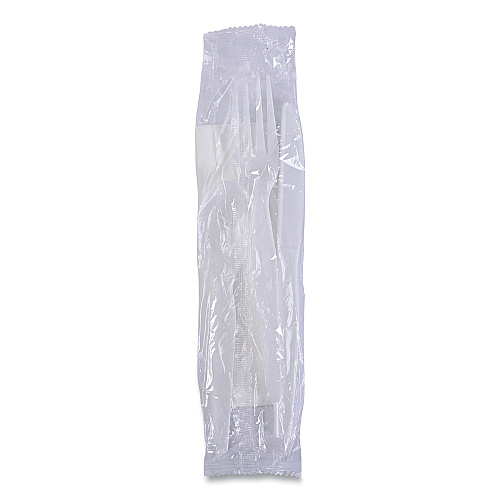 Boardwalk Four-Piece Cutlery Kit, Fork/Knife/Napkin/Teaspoon, Heavyweight, White, 250/Carton (BWKFKTNHWPSWH)