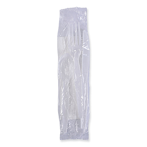 Boardwalk Six-Piece Cutlery Kit, Condiment/Fork/Knife/Napkin/Spoon, Heavyweight, White, 250/Carton (BWKFKTNSHWPSWH)