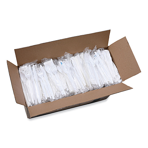 Boardwalk Six-Piece Cutlery Kit, Condiment/Fork/Knife/Napkin/Spoon, Heavyweight, White, 250/Carton (BWKFKTNSHWPSWH)