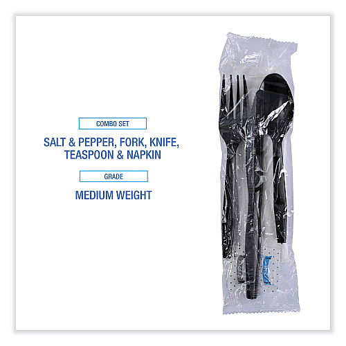 Boardwalk&reg; Six-Piece Cutlery Kit Cdmt/Fk/Kf/Npkn/Tsp, 250 Packs (BWKFKTNSMWPSBLA)