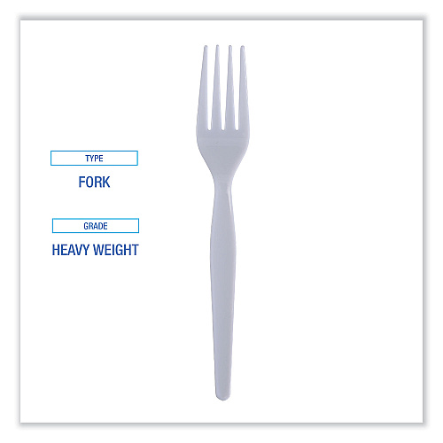 Boardwalk&reg; Heavyweight Disposable Plastic Forks, White, 1000 Forks (BWKFORKHW)