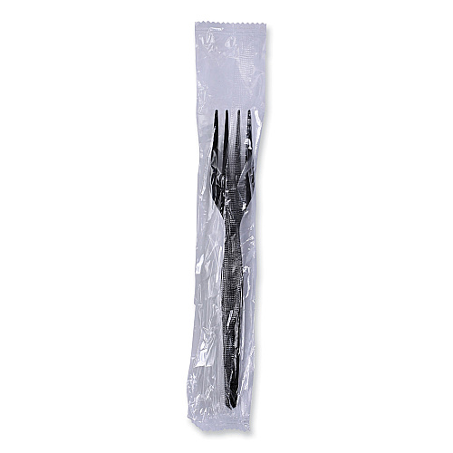 Boardwalk Heavyweight Wrapped Polystyrene Cutlery, Fork, Black, 1,000/Carton (BWKFORKHWPSBIW)