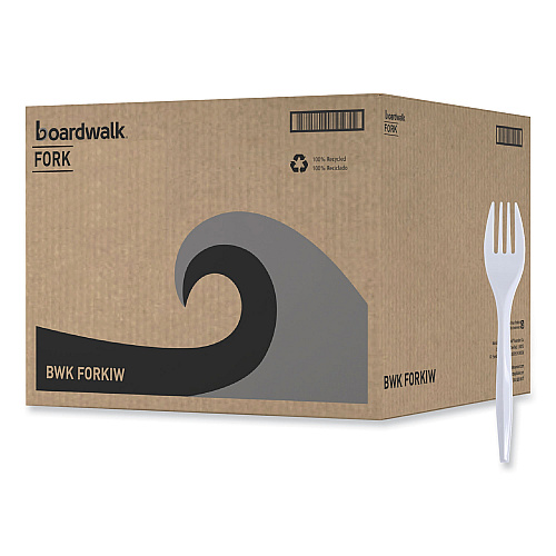 Boardwalk&reg; Wrapped Plastic Forks, White, 1000/Carton (BWKFORKIW)