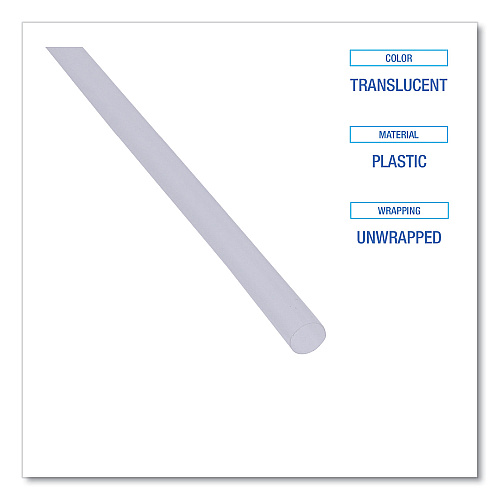 Boardwalk&reg; Jumbo Plastic Straws, Translucent, 12,500 Straws (BWKJSTU775T50)