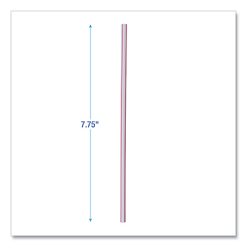Boardwalk Wrapped Jumbo Straws, 7.75", Plastic, White/Red Stripe, 400/Pack, 25 Packs/Carton (BWKJSTW775S24)