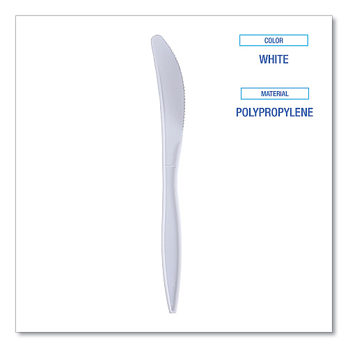 Boardwalk&reg; Wrapped Plastic Cutlery, Knives, White, 1000/Carton (BWKKNIFEIW)