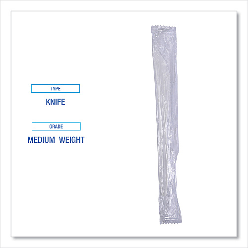 Boardwalk&reg; Wrapped Plastic Cutlery, Knives, White, 1000/Carton (BWKKNIFEIW)