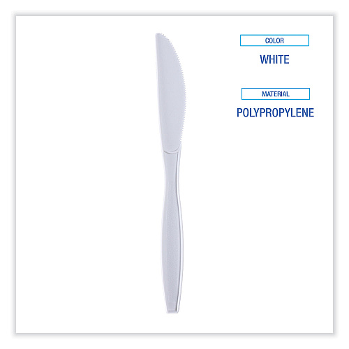Boardwalk&reg; Heavyweight Wrapped Cutlery, Knife, White, 1000 Knives (BWKKNIHWPPWIW)