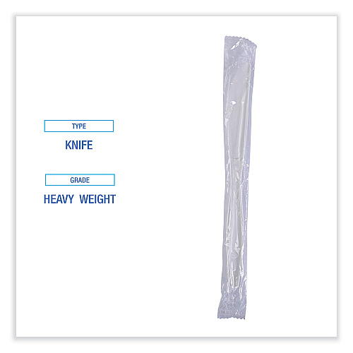 Boardwalk&reg; Heavyweight Wrapped Cutlery, Knife, White, 1000 Knives (BWKKNIHWPPWIW)