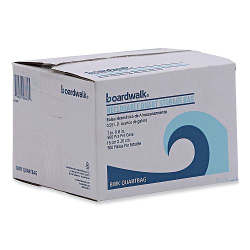 Boardwalk&reg; 1 Quart Reclosable Food Storage Bags, Clear, 500 Bags (BWKQUARTBAG)