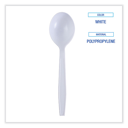 Boardwalk Heavyweight Wrapped Polypropylene Cutlery, Soup Spoon, White, 1,000/Carton (BWKSSHWPPWIW)