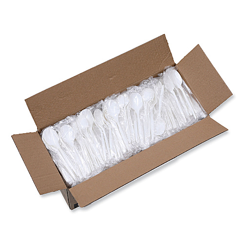 Boardwalk Heavyweight Wrapped Polypropylene Cutlery, Soup Spoon, White, 1,000/Carton (BWKSSHWPPWIW)