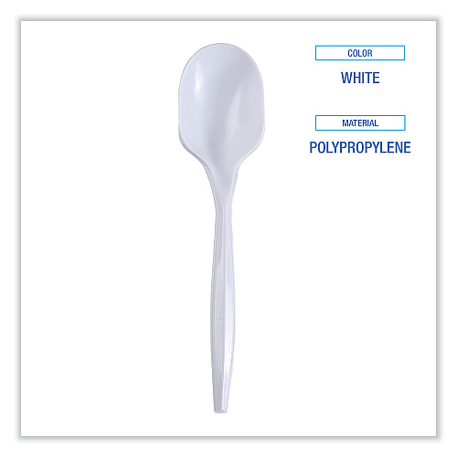Boardwalk Mediumweight Wrapped Polypropylene Cutlery, Soup Spoon, White, 1,000/Carton (BWKSSMWPPWIW)