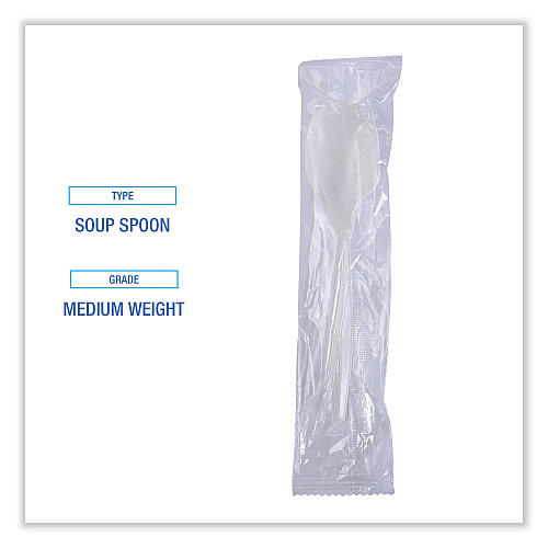 Boardwalk Mediumweight Wrapped Polypropylene Cutlery, Soup Spoon, White, 1,000/Carton (BWKSSMWPPWIW)