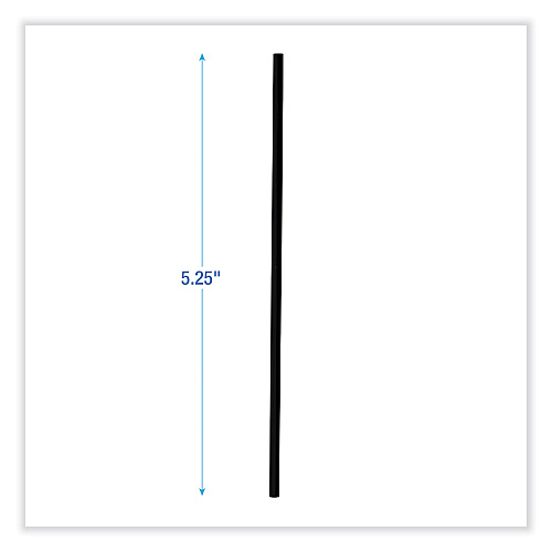 Boardwalk&reg; Unwrapped Stir-Straws, 5 1/4", Black, 1000/Pk, 10/Ctn (BWKSTRU525B10)