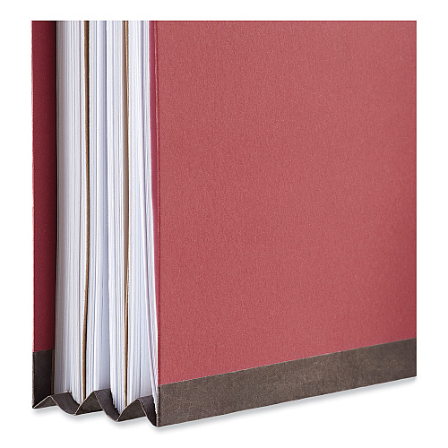 Universal Bright Colored Pressboard Classification Folders, 2" Expansion, 2 Dividers, 6 Fasteners, Legal Size, Ruby Red, 10/Box (UNV10313)