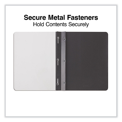 Universal Clear Front Report Cover with Fasteners, Three-Prong Fastener, 0.5" Capacity, 8.5 x 11, Clear/Black, 25/Box (UNV56116)