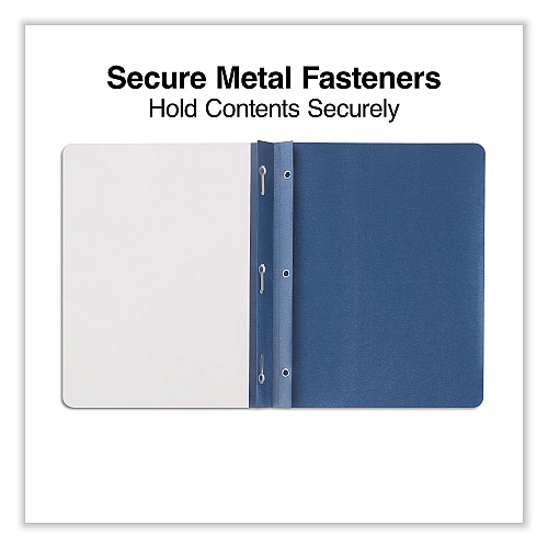 Universal Clear Front Report Covers with Fasteners, Three-Prong Fastener, 0.5" Capacity,  8.5 x 11, Clear/Dark Blue, 25/Box (UNV56138)