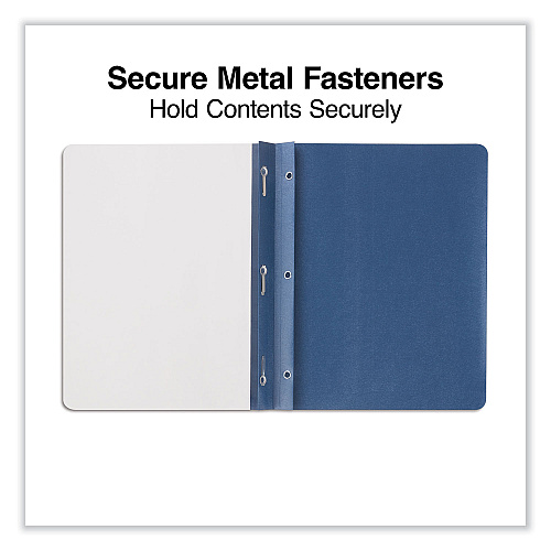 Universal Clear Front Report Cover, Prong Fastener, 0.5" Capacity, 8.5 x 11, Clear/Dark Blue, 25/Box (UNV57122)