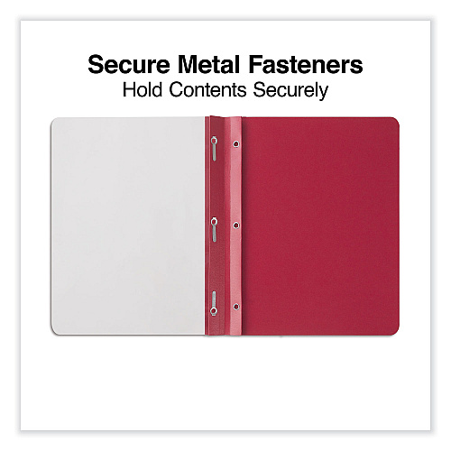 Universal Clear Front Report Cover, Prong Fastener, 0.5" Capacity, 8.5 x 11, Clear/Red, 25/Box (UNV57123)