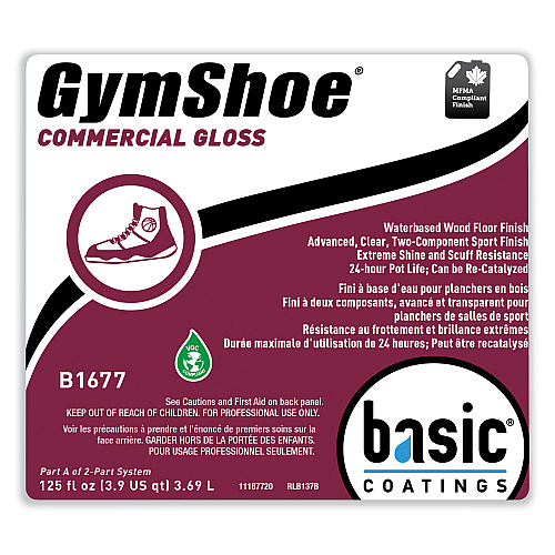 Betco GymShoe Gloss Sport Finish, Mild Scent, 1 gal Bottle, 4/Carton (B16774312)