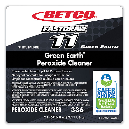 Betco Green Earth Peroxide Cleaner, Fresh Mint Scent, 2 L Bottle, 4/Carton (3364700)