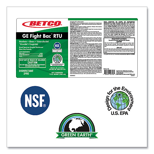 Betco GE Fight Bac RTU Disinfectant, Fresh Scent, 32 oz Bottle, 12/Carton (3901200)