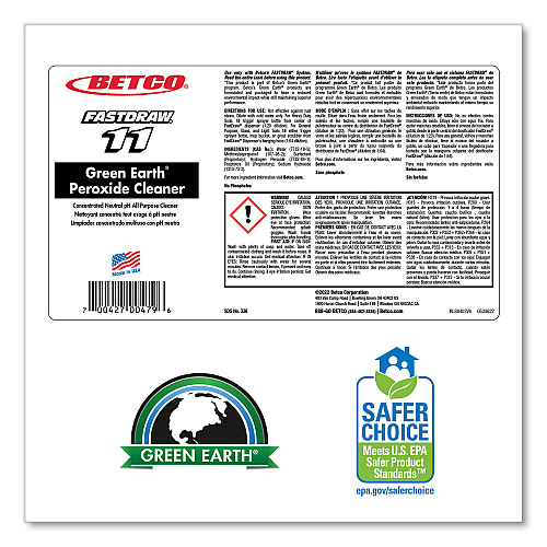 Betco Green Earth Peroxide Cleaner, Fresh Mint Scent, 2 L Bottle, 4/Carton (3364700)