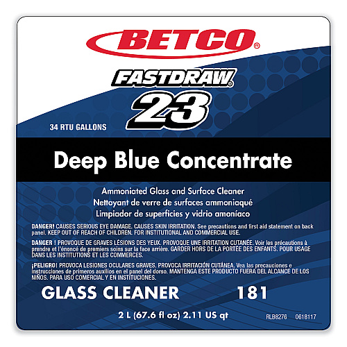 Betco Deep Blue Glass and Surface Cleaner, 2 L Bottle, 4/Carton (1814700)