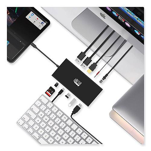 Adesso 12-in-1 USB-C Multi-Port TAA Compliant Docking Station, Black (AUH4060)
