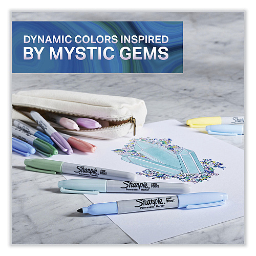 Sharpie Mystic Gems Markers, Fine Bullet Tip, Assorted, 24/Pack (2136727)