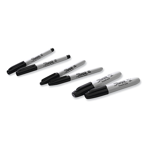 Sharpie Mixed Point Size Permanent Markers, Assorted Tip Sizes/Types, Black, 6/Pack (2135318)