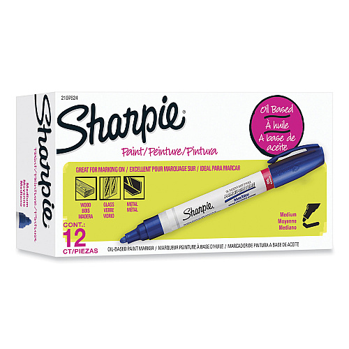 Sharpie Permanent Paint Marker, Medium Bullet Tip, Blue, Dozen (2107624)