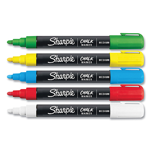 Sharpie Wet-Erase Chalk Marker, Medium Bullet Tip, Assorted Colors, 5/Pack (2103011)