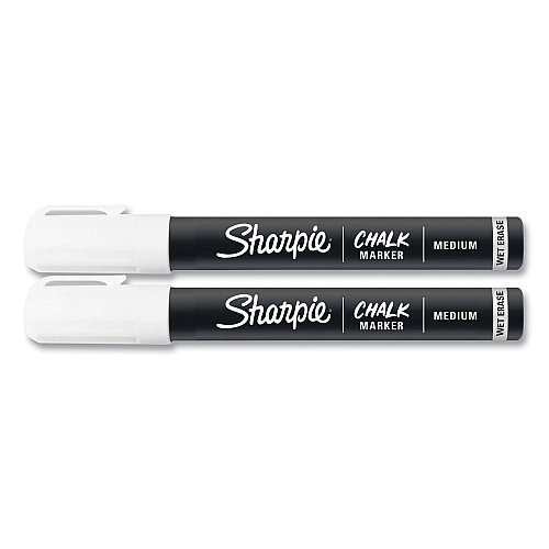 Sharpie Wet-Erase Chalk Marker, Medium Bullet Tip, White, 2/Pack (2103010)
