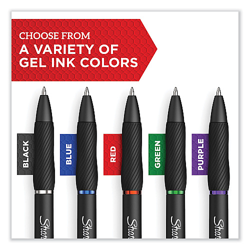 Sharpie S-Gel High-Performance Gel Pen, Retractable, Bold 1 mm, Blue Ink, Black Barrel, 4/Pack (2096171)