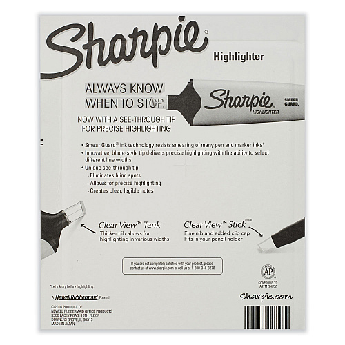 Sharpie Clearview Pen-Style Highlighter, Assorted Ink Colors, Chisel Tip, Assorted Barrel Colors, 8/Pack (1966798)