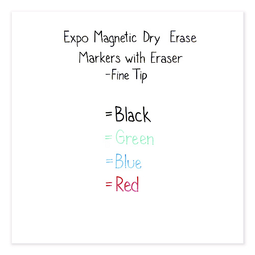 EXPO Magnetic Dry Erase Marker, Fine Bullet Tip, Assorted Colors, 4/Pack (1944746)